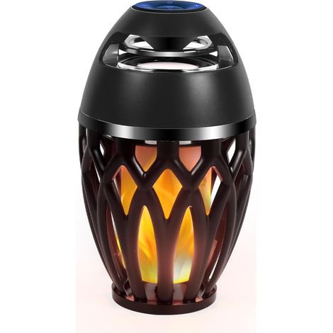 Bluetooth-lautsprecher Für Den Außenbereich Mit Led-flammeneffekt – Wasserdicht (ipx5) – Bluetooth 5.0 – Ideal Für Camping, Partys Und Als Dekoration – Schwarz