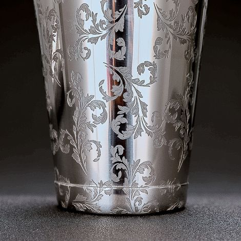 Boston-edelstahl-shaker-set Mit Eingraviertem Muster Und Beschwerter Oberfläche (schwarze Folie)