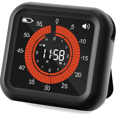 Digitaler Visueller Timer – Va-display Mit Gut Lesbaren Ziffern – Lautstärke Und Helligkeit Einstellbar – Magnetischer Timer Für Küche, Klassenzimmer Und Büro – Schwarz