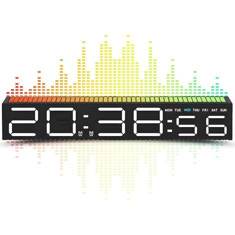 Digitaler Wecker, Digitaler Wecker Fürs Schlafzimmer, Doppelwecker, Einstellbare Helligkeit, Rgb-streifen, Tonsteuerung, Ambient-musik.