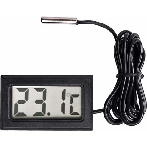 Digitales Lcd-thermometer Mit Externer Sonde Für Kühlschränke, Gefrierschränke Und Aquarien – Schwarz – 1 Stück