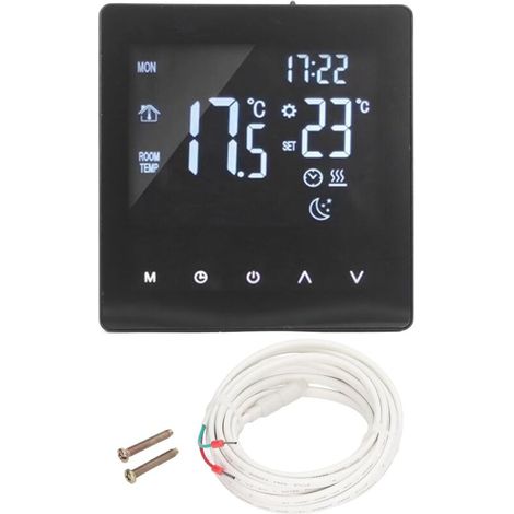 Digitales Thermostat, Ac90-240v Lcd-bildschirm, Intelligentes Programmierbares Thermostat Für Fußbodenheizungs-boilersteuerung Mit Touchscreen, Schwarz (k2mrh3a)
