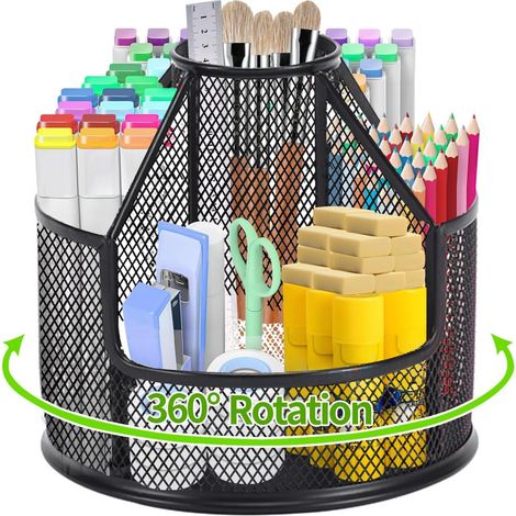 Drehbarer Schreibtisch-stiftehalter, Metall-stiftehalter, Bürozubehör, Geeignet Für Büro, Schule, Zuhause, Künstlerbedarf (schwarz)