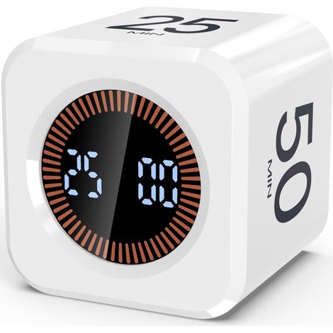 Drehbarer Tischtimer In Würfelform Mit Voreingestellten Timern Von 5, 10, 25 Und 50 Minuten, Geräuschloser Betrieb, Schwerkraftsensor, Countdown-timer, Ideal Für Arbeit, Lernen Usw.