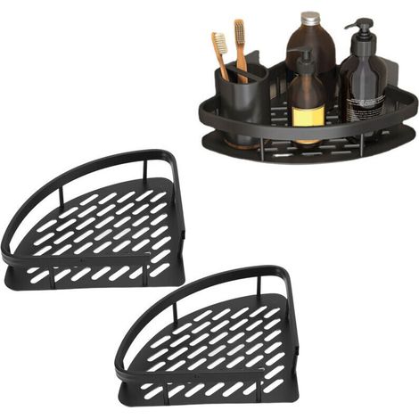 Dreieckiges Duschregal, Eckduschregal Aus Aluminium Ohne Bohren, Eckduschregal Mit Hohlboden Für Bad/wc, Doppellagig...debuns