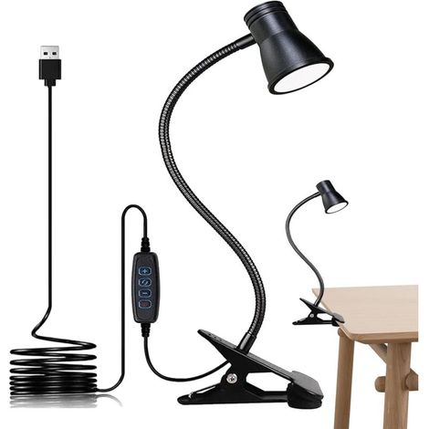 Dreifarbige Led-klemmleuchte In Hornform – Ideal Zum Lesen, Basteln Usw. – 1 Stück, Schwarz