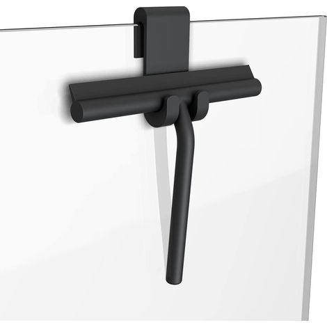 Duschabzieher Mit Haken - Silikon-fensterabzieher - Duschabzieher Für Glastüren - Duschfensterabzieher - Fensterabzieher (21 Cm, Schwarz)