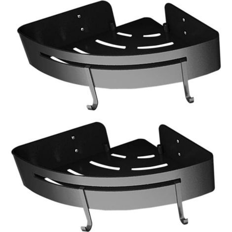Eckduschablage, Badezimmeraufbewahrung Aus Aluminium Ohne Bohren (dreieckig, Schwarz, 2 Stück)