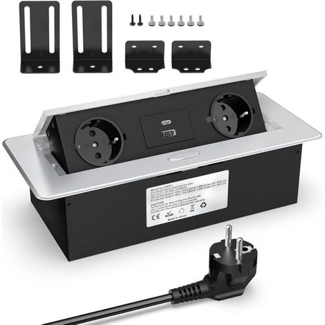 Einbau-steckdosenleiste Pd20w Mit Usb-c-anschluss Für Die Arbeitsplatte, Aluminium-steckdosenleiste Mit 2 Usb-c-anschlüssen, Usb-a-anschluss, Ausziehbarer Steckdosenblock Für Arbeitsplatte, Küche, Bür