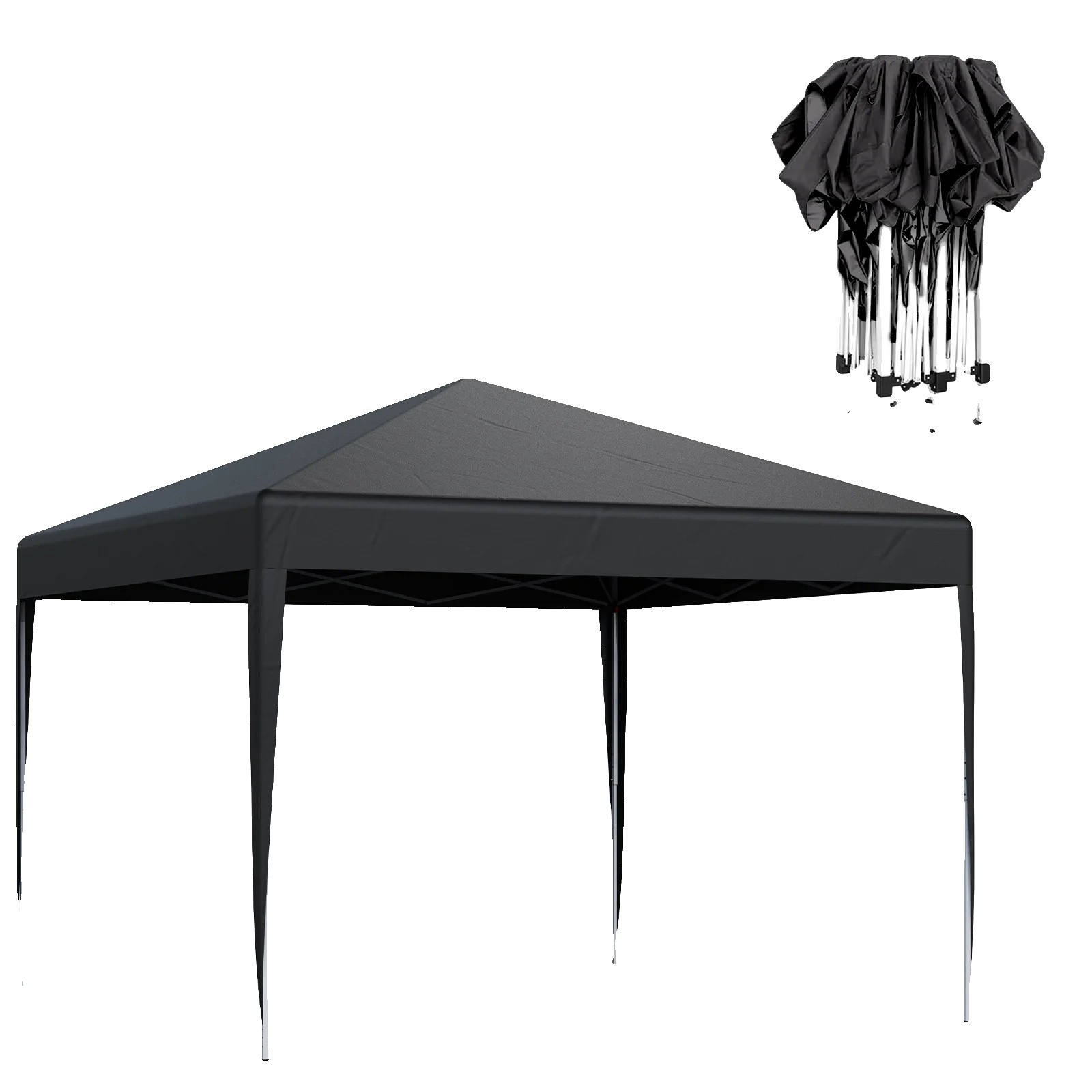 Pop-up Pavillon, Wasserdichtes Design, Einfache Montage, Schwarz 3x3m