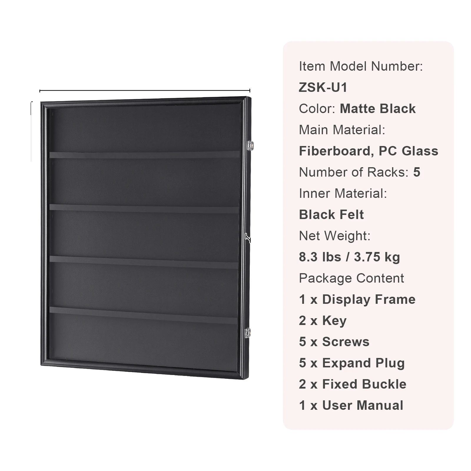 Displayrahmen Für Trikots Und Sportkarten, Matte Schwarze Ausführung, Uv-schutz, 617x775x55 Mm-1st