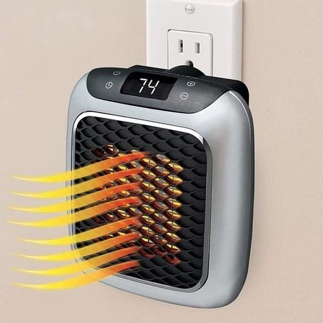 Elektrische Wandheizung – Steckdosenheizung – Mini-heizlüfter – Mit Fernbedienung – 800 W – Schwarz