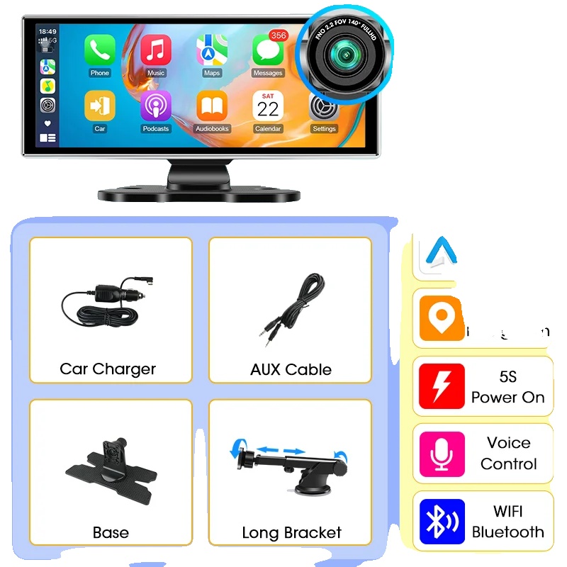 Auto-monitor, 11,26 Zoll Display, Unterstützt Carplay Und Android Auto, 11,26 Zoll 4k Dvr