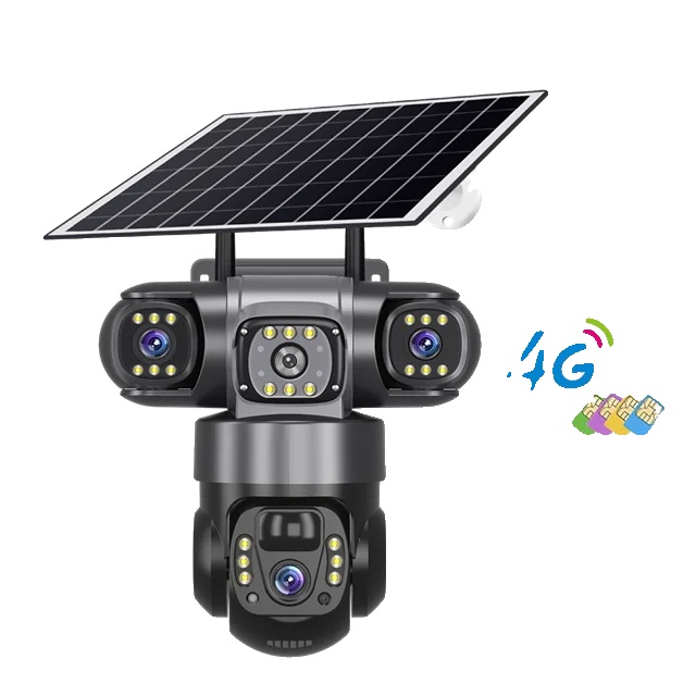 Sicherheitskamera, Dreifachlinse, Solarbetrieben, 4g Sim-version