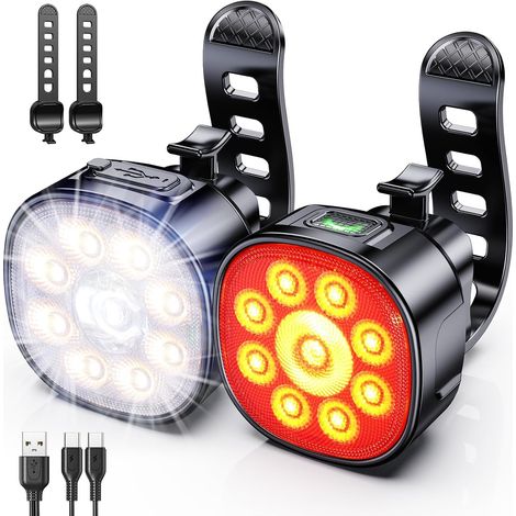 Fahrradlicht [8+7 Modi], Usb-wiederaufladbare Vorder- Und Rücklichter, Ultrahell Mit Spot- Und Breitstrahl, Ip65 Wasserdicht, Für Optimale Sicherheit Auf Straßen Und In Den Bergen, Tag Und Nacht.