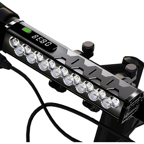 Fahrradlampe Mit 17 Leds Und 3400 Lumen – Usb-aufladbar – Digitale Akkuanzeige