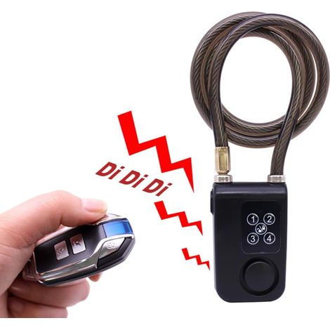 Fahrradschloss Mit Vibrationsalarm Und Fernbedienung - 79 Cm Kabel - Ip55 Wasserdicht - Universell Für Fahrräder, Motorräder, Roller Und Tore (schwarz)