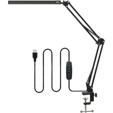 Faltbare Led-schreibtischlampe Mit Langem Arm – Geeignet Für Schlafzimmer, Büros Usw. – 1 Stück, Schwarz