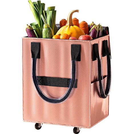 Faltbarer Einkaufswagen Mit Rädern – Großer Einkaufswagen – Wiederverwendbarer Einkaufswagen – Schwarz