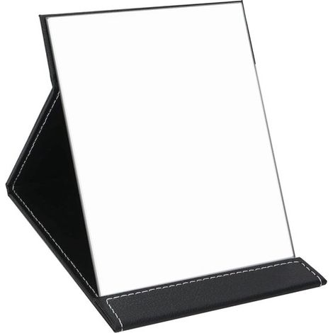 Faltbarer Und Tragbarer Kosmetikspiegel Mit Ständer – Bezug Aus Pu-leder – Reisespiegel – Rasierspiegel – Faltbarer Tischspiegel – Kosmetikspiegel Für Büro Und Camping – 25 X 17,2 Cm
