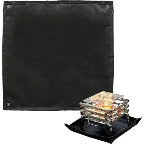 Feuerfeste Grillmatte – Faltbar – Zur Verwendung Unter Dem Grill, Zum Schutz Von Boden Und Terrasse – 1 Stück, 70 × 70 Cm, Schwarz