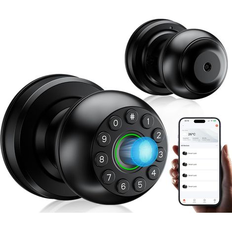 Fingerabdruck-türschloss – App Verfügbar, Aber Nicht Erforderlich – Türgriff Mit Tastatur Und Physischen Tasten – Intelligenter Fingerabdruck-türgriff Für Schlafzimmer Usw.