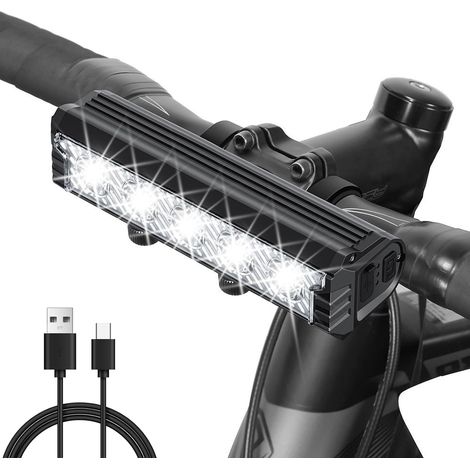 Frontscheinwerfer Für E-bikes, 2800 Lumen – Fahrradlicht – Fahrradlampe – 5 Leds – 5 Modi – 6400 Mah Akku – Ipx5 Wasserdicht