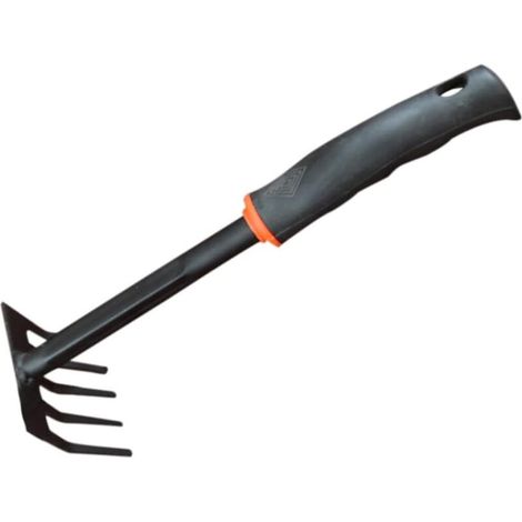 Fünfzinkiger Handrechen Mit Ergonomischem Griff Zum Pflanzen, Umpflanzen, Jäten Und Transportieren – 1 Stück – Schwarz