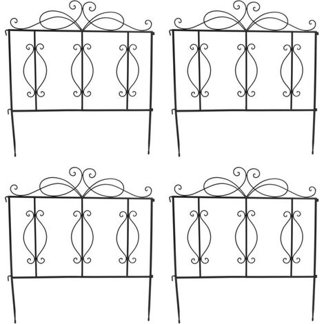 Gartenzaun Aus Metall, Eisenkante, Zaunelement, Absperrung, Landschaftsdekoration, 4-teilig