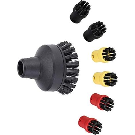 Geeignet Für 7 Ersatzaufsätze Für Dampfreiniger, Entfernt Hartnäckige Flecken, Langlebiger Nylon-bürstenkopf – 1 Große Rundbürste + 6 Kleine Rundbürsten, Kompatibel Mit Kärcher S