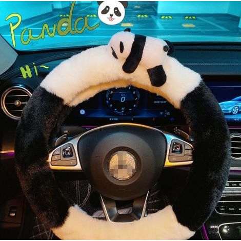 Geeignet Für: 38 Cm Lenkradbezug – Alle Autos – Niedliches Panda-design – Flauschiger Lenkradbezug Aus Kunstfell Für Den Autoinnenraum, Ideal Für Mädchen Im Winter