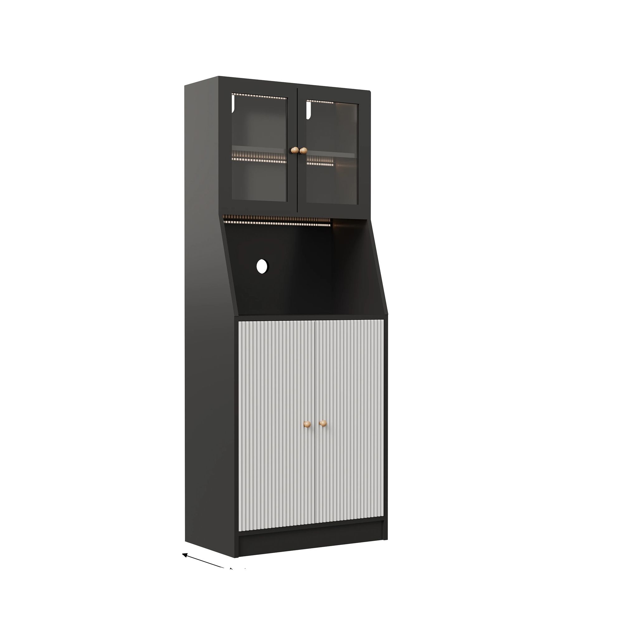 Buffetküche Mit Led-beleuchtung, Modernes Design, Schwarz