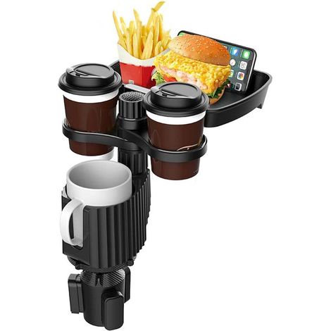 Getränkehalter Fürs Auto Mit 360° Drehbarer Halterung – Getränkeorganizer Für Fahrzeuge – Stilvolles Schwarz Mit Flaschenhalter – Multifunktional – Stabile Und Sichere Konsole Für Pkw Und Lkw