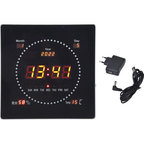 Großer Led-wandwecker, 100–240 V, Kalender Mit Aufhängelöchern, Digitalanzeige Für Eu-haushaltsstecker