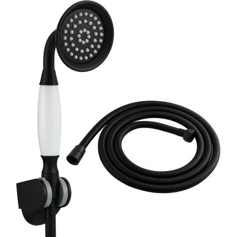 Handbrausekopf, Ideal Für Strand, Camping, Freibad Usw. – 1 Set Mit Basis, Schwarz