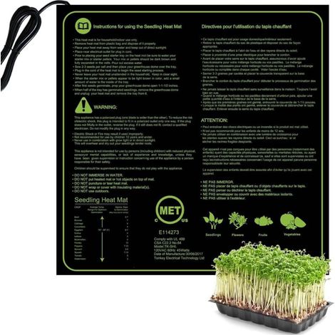Heizmatte Für Sämlinge Und Stecklinge – Temperatur 22 Bis 25 °c – Wasserdicht Und Leicht Zu Reinigen – Abmessungen 50 X 52 Cm (5 Zoll)