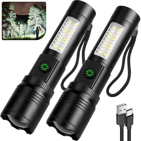Hochleistungs-taschenlampe – Ideal Für Camping, Nachtschichten, Reparaturen Usw. – 2er-pack, Schwarz