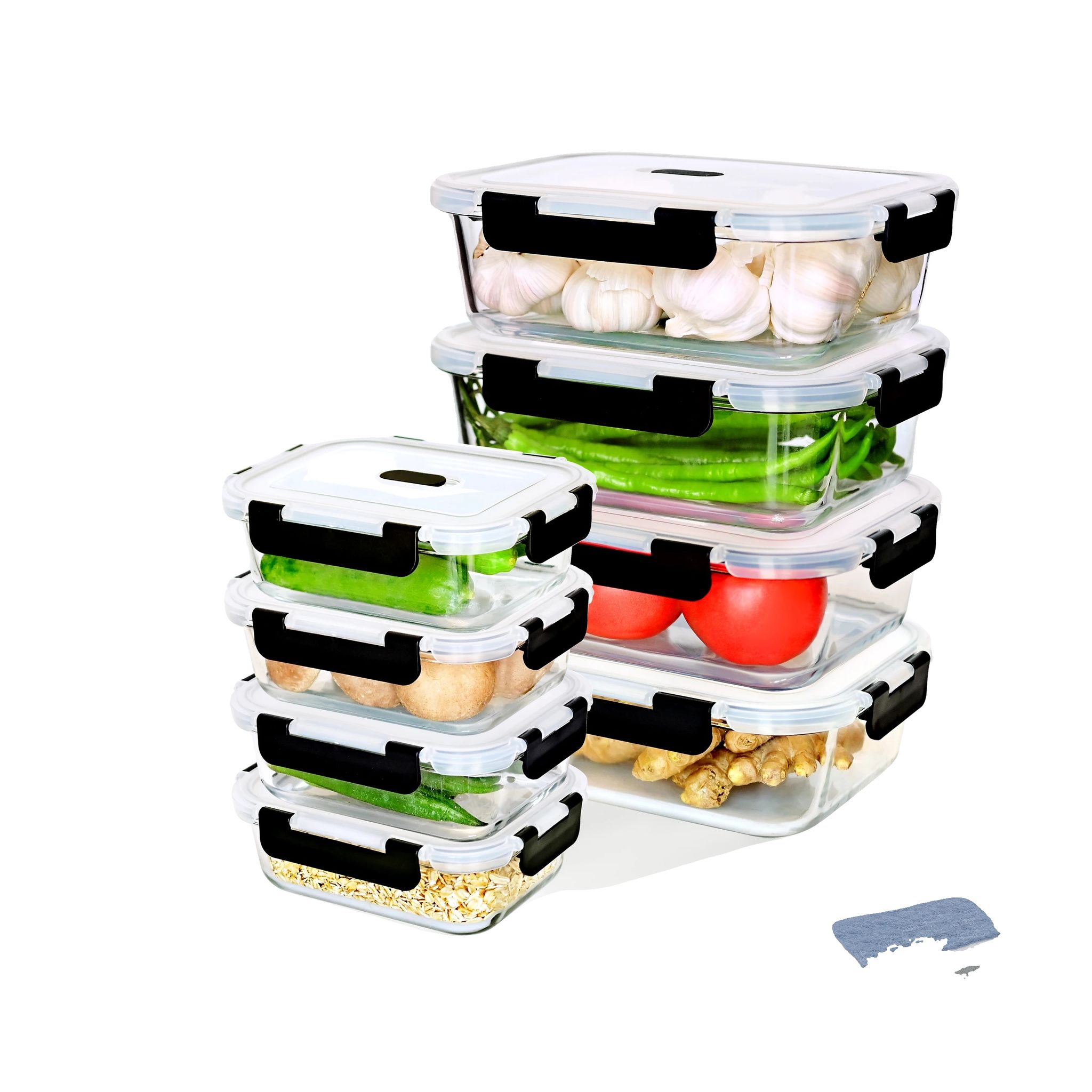 Lebensmittelaufbewahrungsbehälter, Luftdichtes Design, Dampfablaßventil, 4x1520ml + 4x640ml, L-a