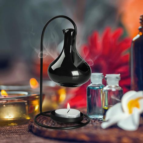 Hängender Wachsbrenner Aus Schwarzem Metall Für Ätherische Öle, Duftbrenner Für Ätherische Öle Und Düfte, Hängedekoration Für Wohnzimmer Und Aromatherapie.