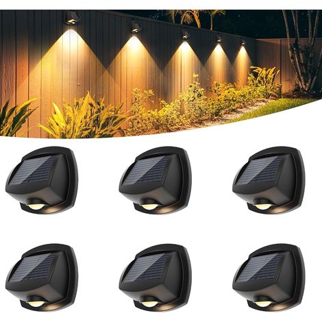 Ip65 Wasserdichte Solar-außenbeleuchtung – Solar-wandleuchten Für Zäune, Terrassen Und Treppen – Zweifarbige Led Mit 3 Beleuchtungsmodi – Wandleuchte Für Veranden, Gärten Und Terrassen – 6er-pack