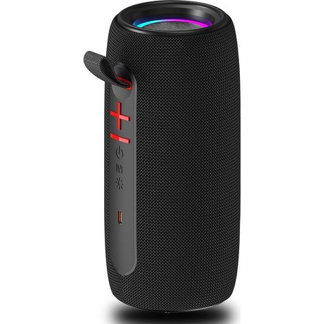 Ipx6 Wasserdichter Bluetooth-lautsprecher – Fm, Led, Tws, Usb/aux/sd – Ideal Für Outdoor-aktivitäten, Camping Und Partys (schwarz)