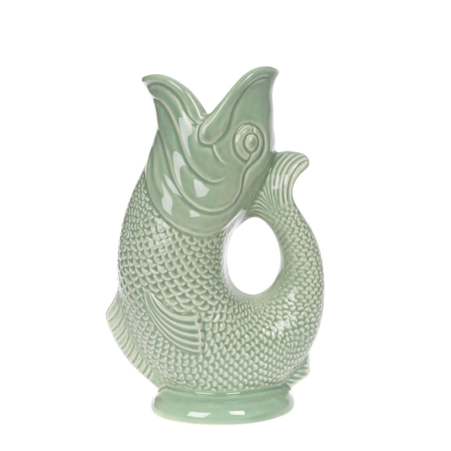 Fischkaraffe – 1 Stück – Salbeigrünes Glas – Glucksen – Tischdekoration – 23 Cm, 750 Ml