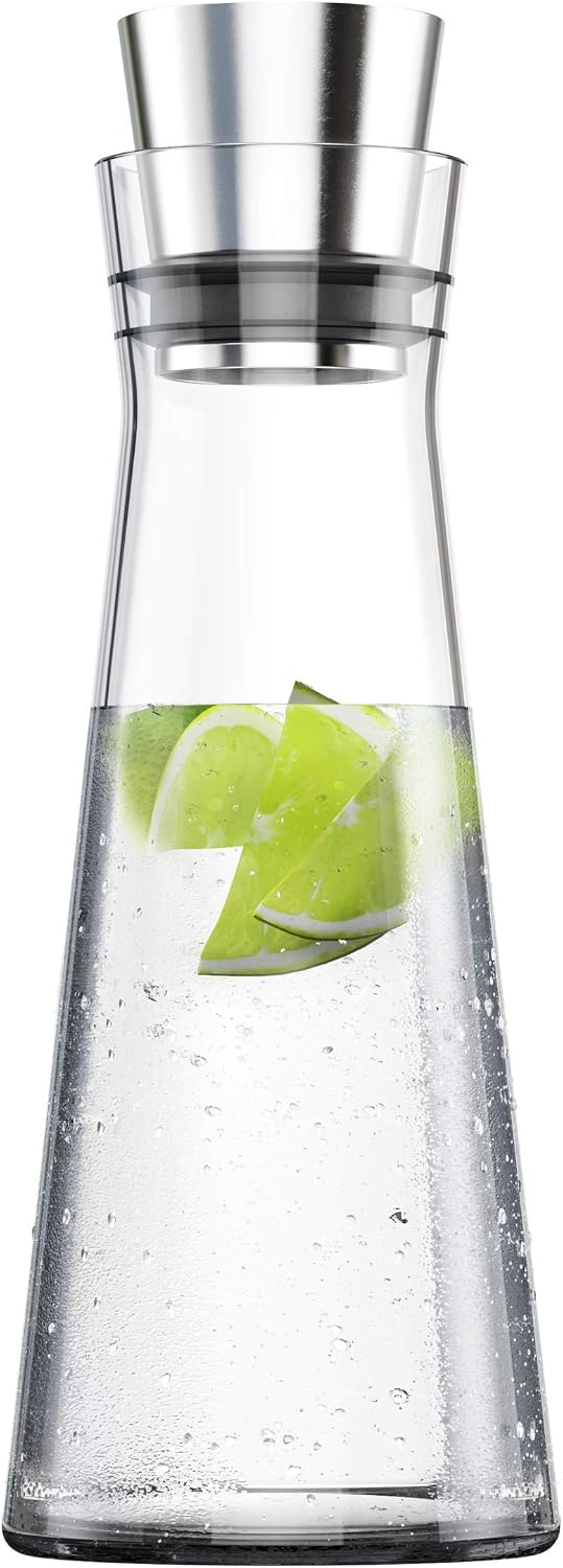 1-liter-glaskaraffe – Edelstahl – Automatischer Ausgießer – Kühlschranktür – Schlankes Design