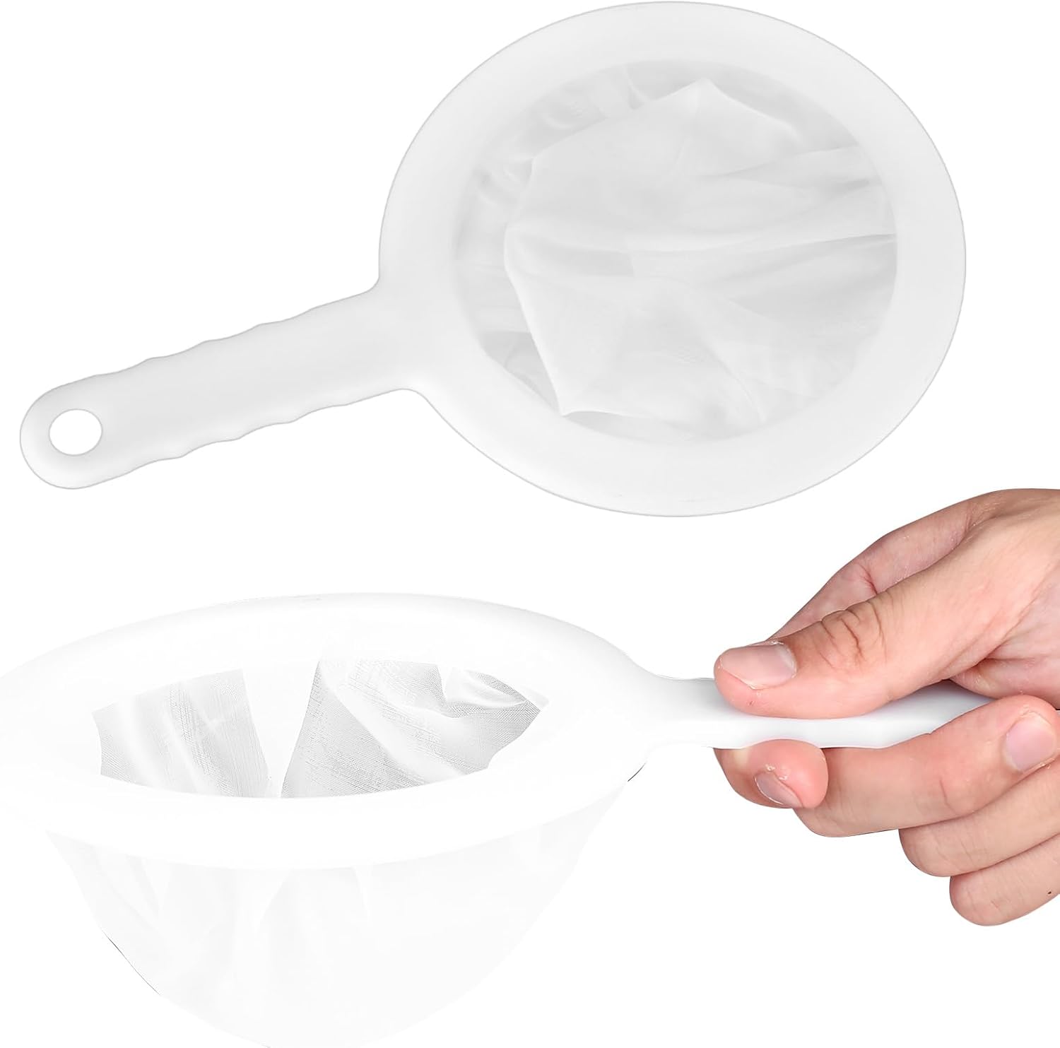 Küchensieb – 2er-set – Nylon Und Pp – 200 Und 400 Maschen – Flüssigkeitsfilter – Weiß