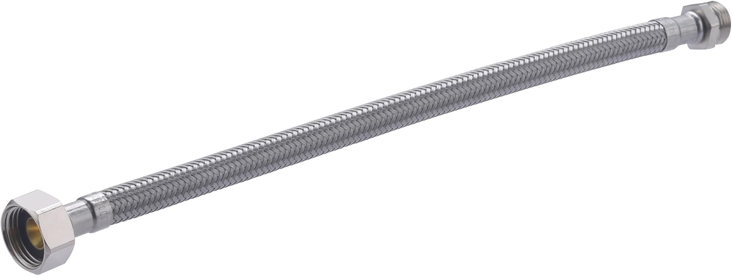 Flexibles Edelstahl-anschlussstück (außengewinde 12x17 Mm, Innengewinde 15x21 Mm) – 30 Cm – Edelstahl – Warm- Und Kaltwasser – Für Die Hausinstallation