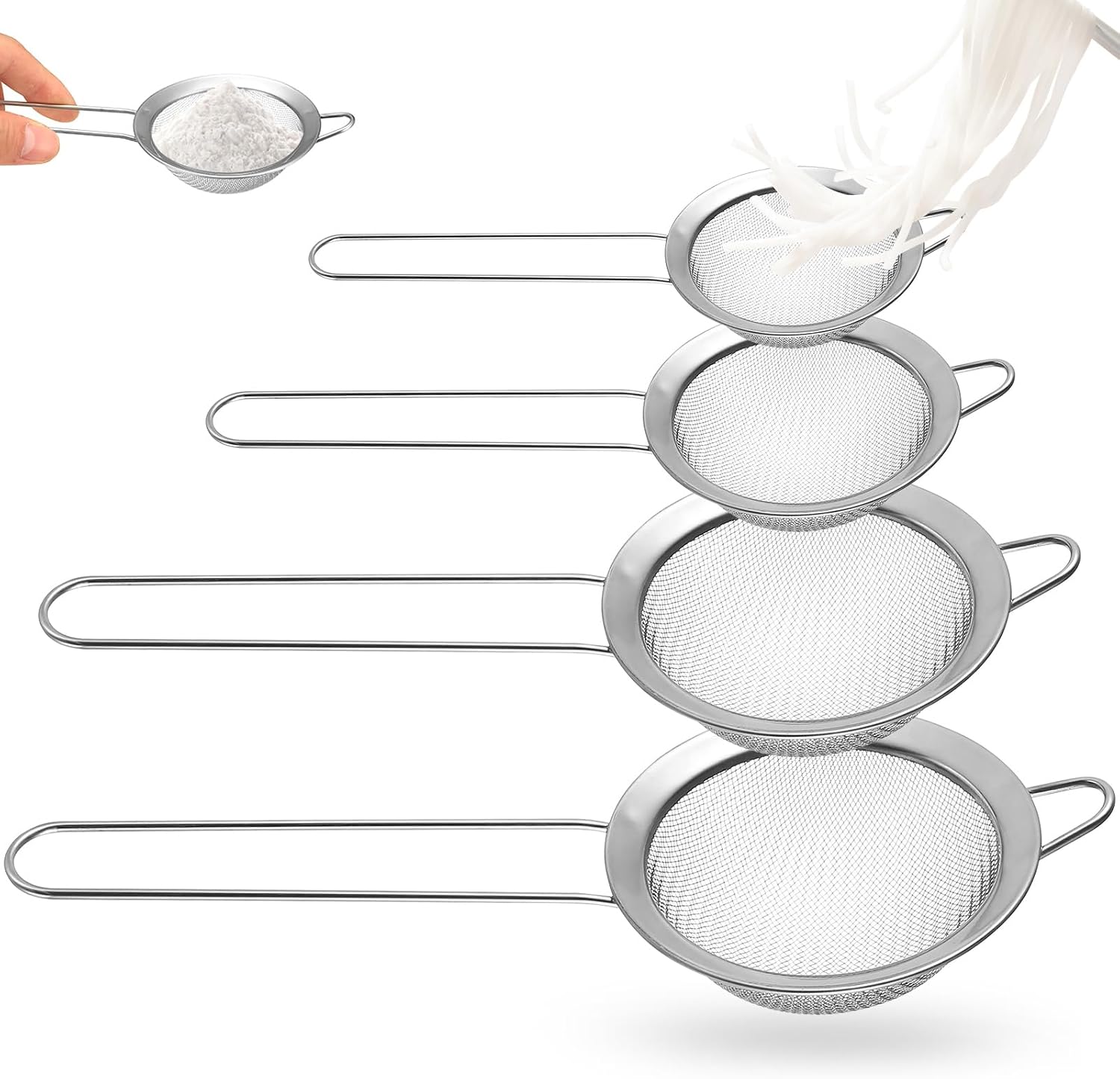 Edelstahl-sieb – 4-teilig – Edelstahl – Feinmaschig – Für Den Täglichen Gebrauch In Der Küche – 8/12/16/20 Cm