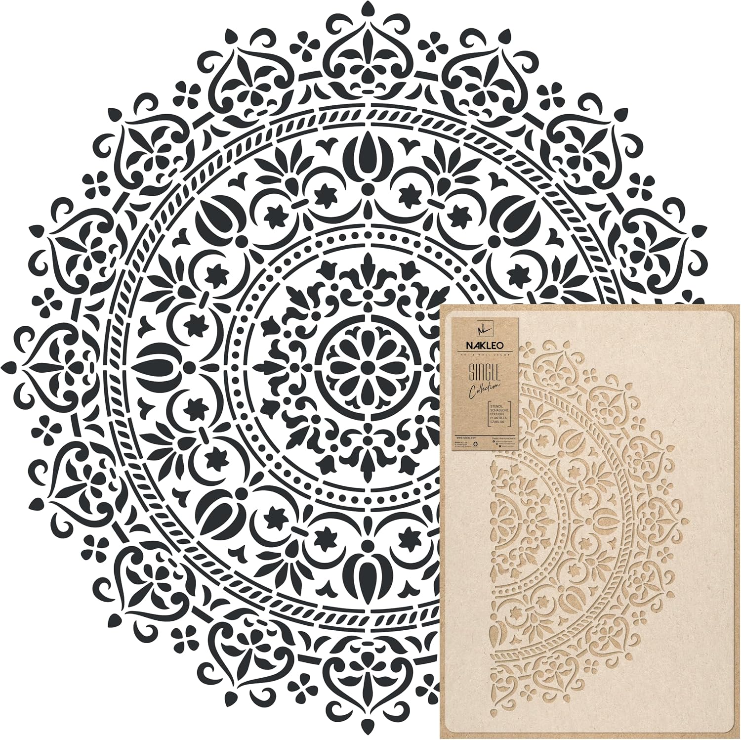 Mandala-schablone – 1 Stück – Wiederverwendbarer Kunststoff – Durchmesser 89 Cm – Diy-wanddekoration