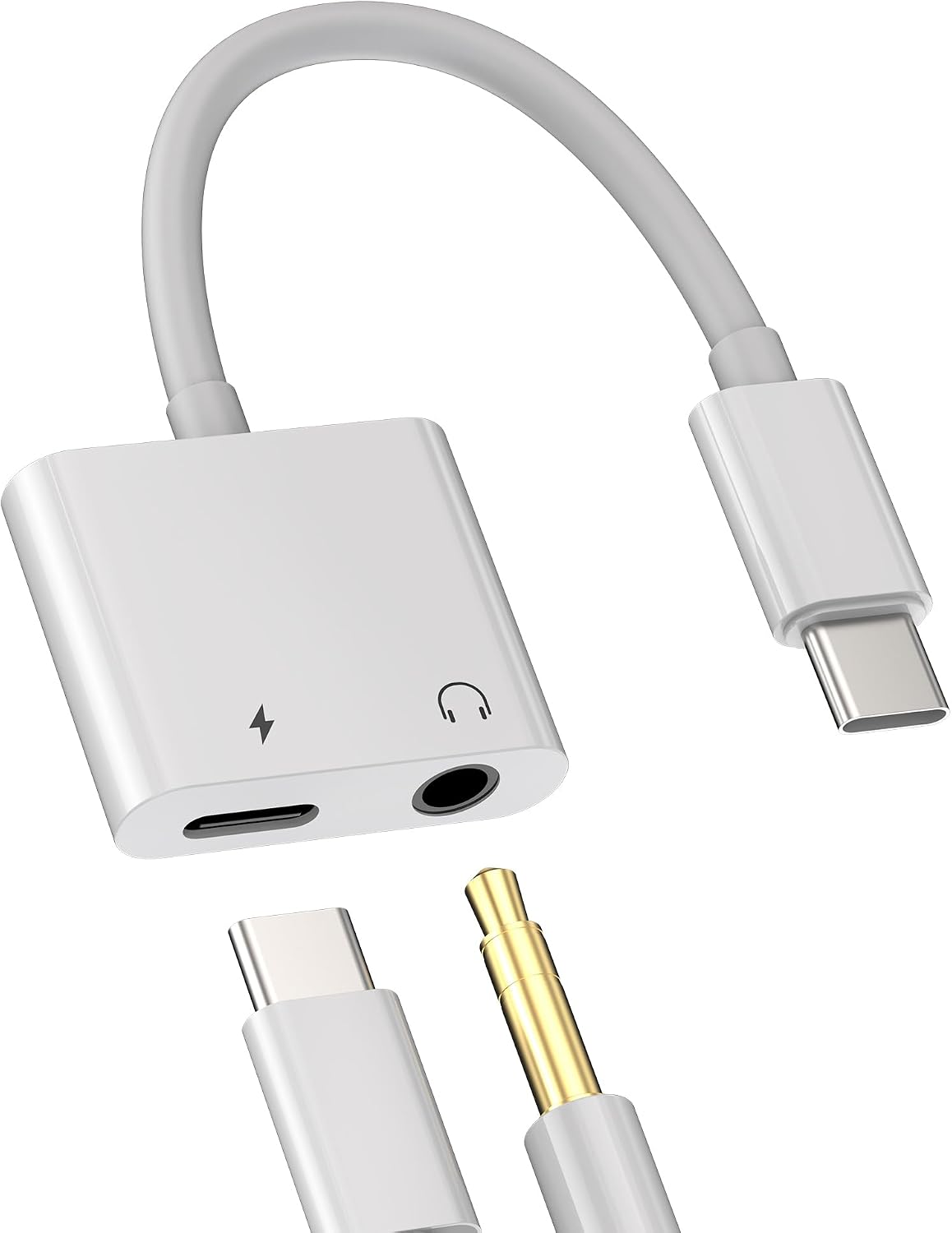 Usb-c-auf-3,5-mm-klinkenadapter – 2-in-1 – Aluminium – Audio Und Laden – Smartphone/tablet – Schwarz
