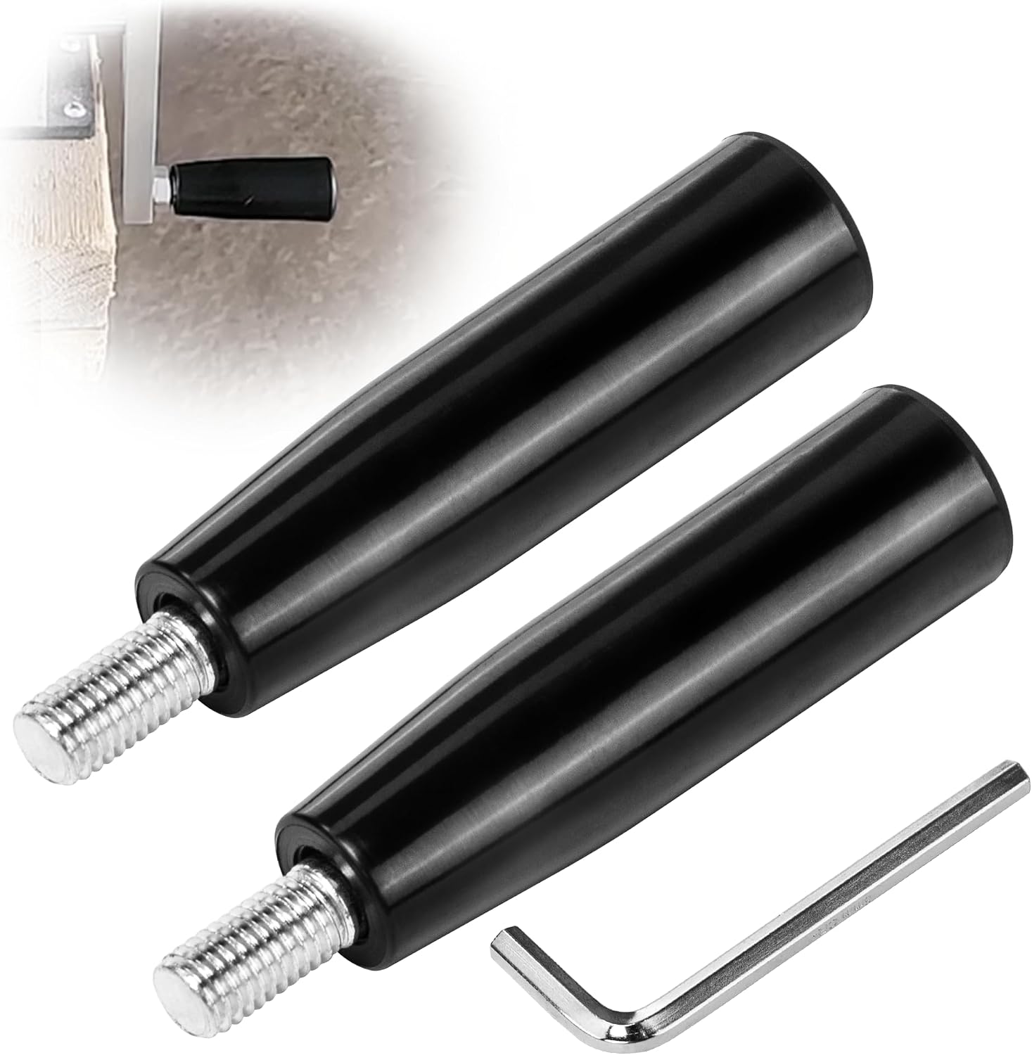 Set Mit 2 Schwarzen Bakelitgriffen M12x100 – Drehbares Manuelles Anziehen – Für Werkzeugmaschinen Und Werkbänke – 12 Mm Durchmesser