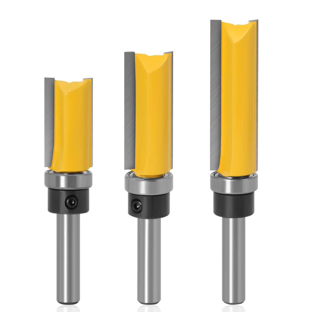 3 Kopierfräser 8 Mm – Stahl Und Hartmetall – Präziser Bündigschnitt – Für Holz Und Plattenwerkstoffe – Höhen 30/40/50 Mm